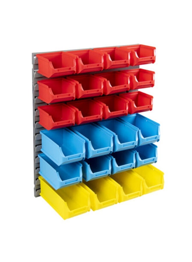 صناعات بلاستيكا ذ.م.م. 14PCS Plastic Bin Organizer Set – Wall Mount Storage Rack for Screws, Tools, Parts, Hardware – 2.85L, 6.7L, 8.7L Storage Boxes for Garage, Workshop, Home Organization - Image 1